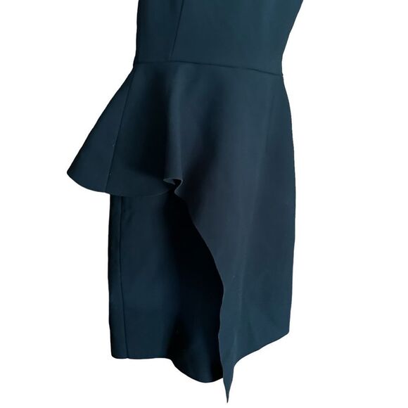 Halston Heritage Black Asymmetrical Hem Halter Neck Formal Cocktail Mini Dress - Picture 4 of 10